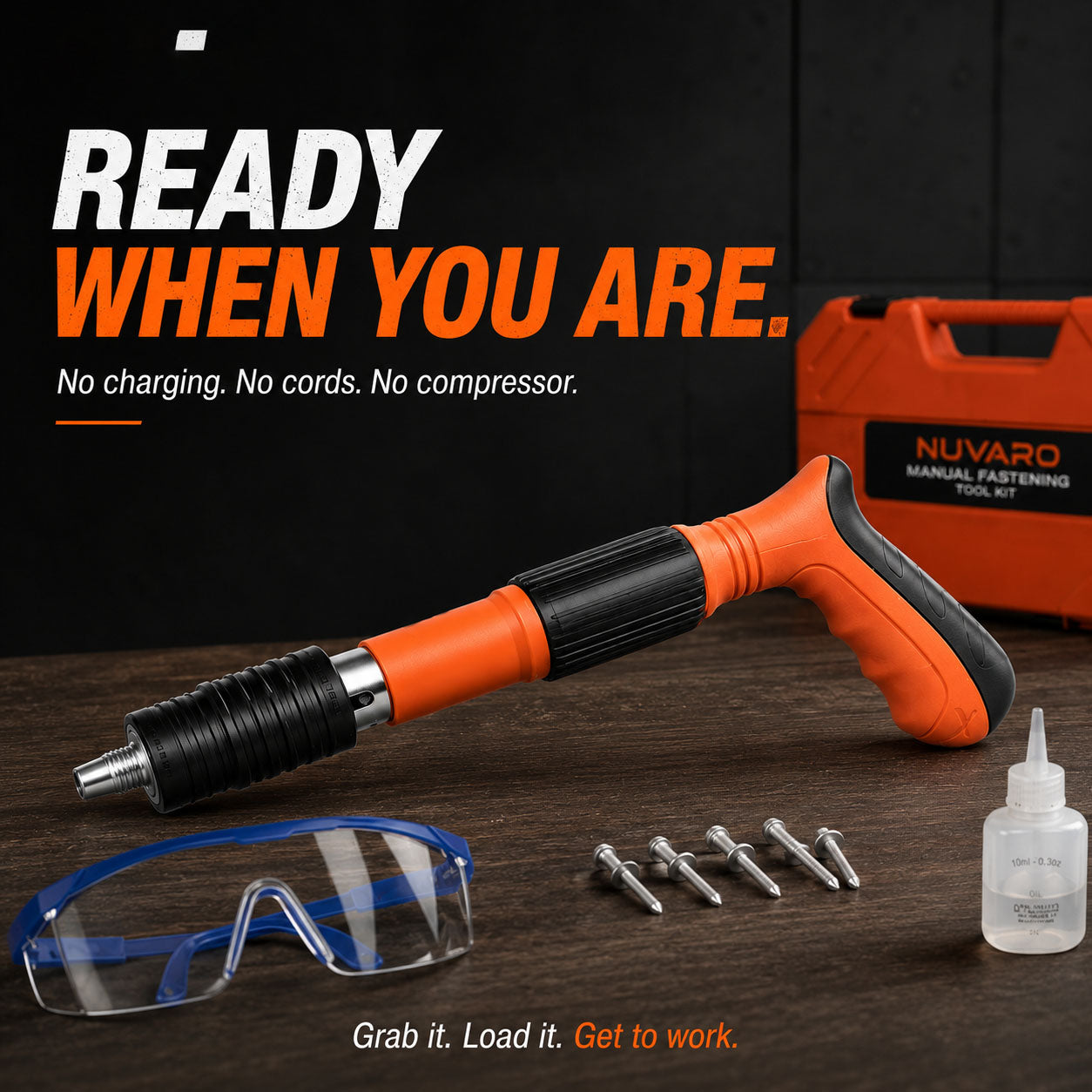 🔨 5-Level Manual Fastening Tool Kit – Cordless DIY Wall Fastener with 100 Nails