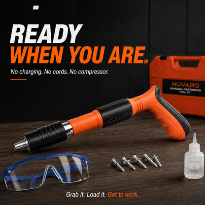 🔨 5-Level Manual Fastening Tool Kit – Cordless DIY Wall Fastener with 100 Nails
