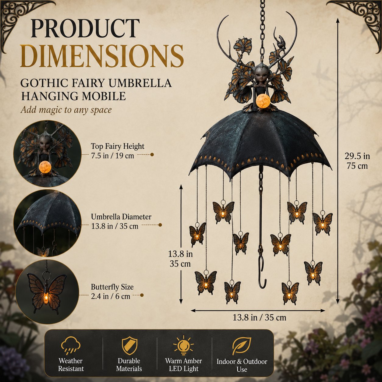 🦋Gothic Fairy Umbrella Hanging Mobile