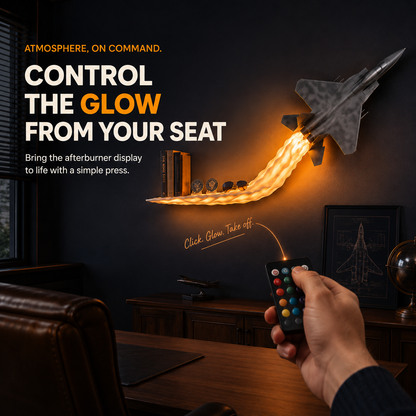 Illuminated Fighter Jet Wall Display – Glowing Afterburner Shelf with Remote Control ✈️🔥