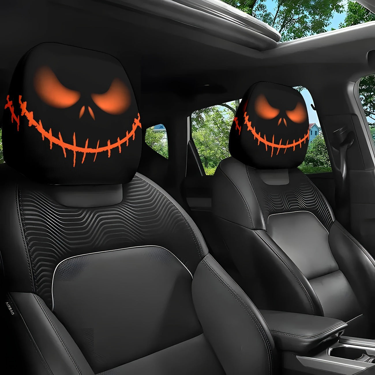 👁️ Funny Horror Car Headrest Covers (2PCS) | Universal Stretch Fit Car Seat Decor