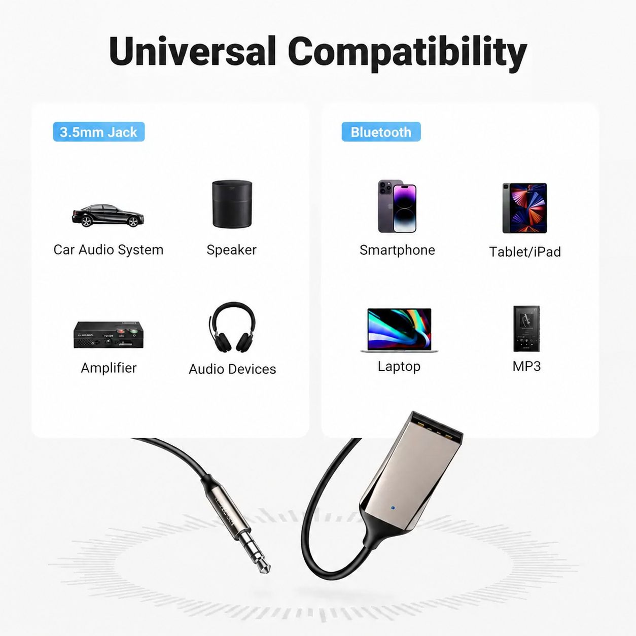 🚗 Bluetooth 6.0 AUX Adapter for Car | Wireless Music & Hands-Free Calling