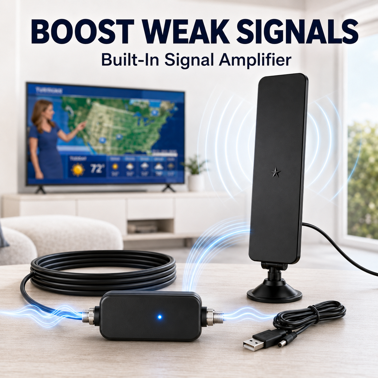 📺 Amplified Indoor HDTV Antenna – Watch Local Channels With No Monthly Fees