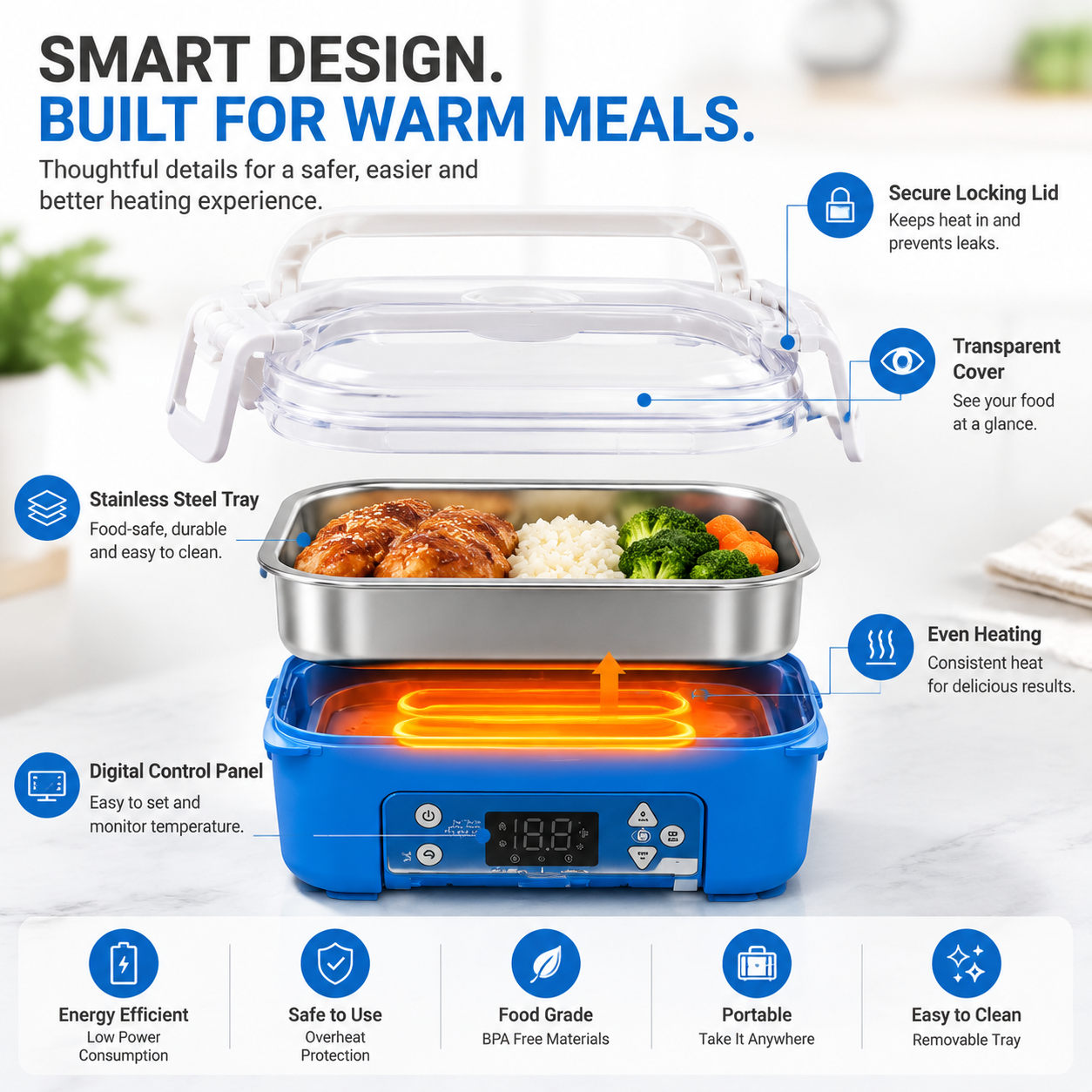 🍱 Portable Electric Heated Lunch Box | Warm Meals Anywhere For Work, Travel & Daily Meal Prep
