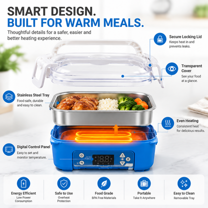 🍱 Portable Electric Heated Lunch Box | Warm Meals Anywhere For Work, Travel & Daily Meal Prep