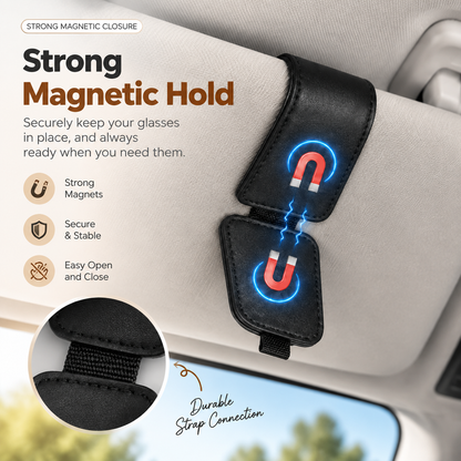 🚗 Premium Leather Car Visor Sunglasses Holder – Keep Your Glasses Organized & Always Within Reach