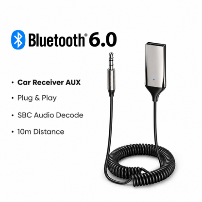 🚗 Bluetooth 6.0 AUX Adapter for Car | Wireless Music & Hands-Free Calling