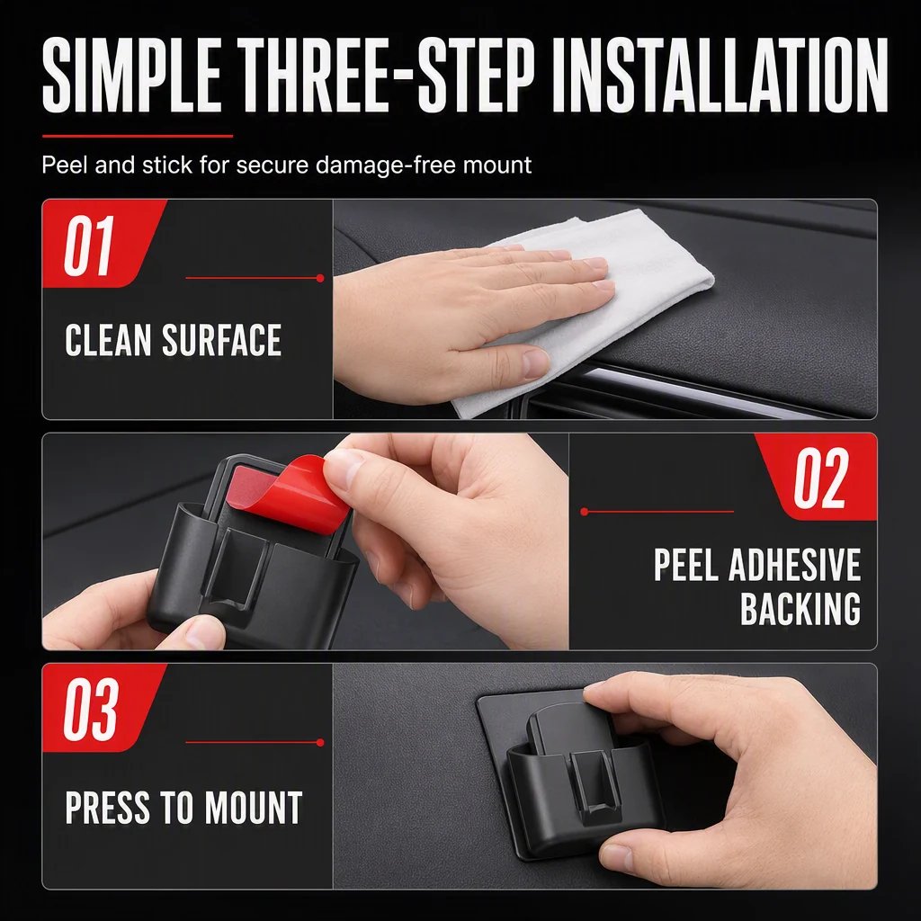 🔥 50% OFF Car Key Fob Holder 🚗 Dashboard Organizer with Card Slot & Hook