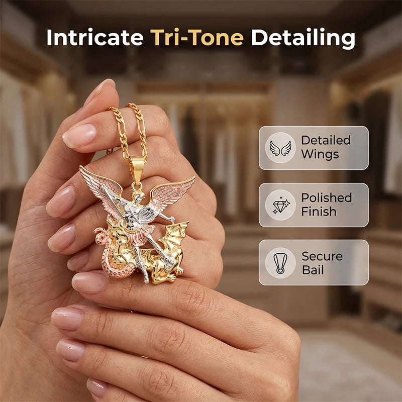 🎁2026 New Arrivals 50% OFF💥Tri-Tone Angel Guardian Pendant Necklace – Elegant & symbolic – Perfect for daily wear or gifting – delicate and meaningful ✨💛🪽