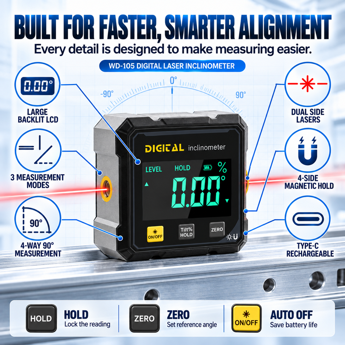 🔥 50% OFF Digital Laser Inclinometer – Dual Laser Precision Angle Finder