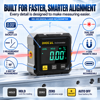 🔥 50% OFF Digital Laser Inclinometer – Dual Laser Precision Angle Finder