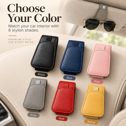 🚗 Premium Leather Car Visor Sunglasses Holder – Keep Your Glasses Organized & Always Within Reach
