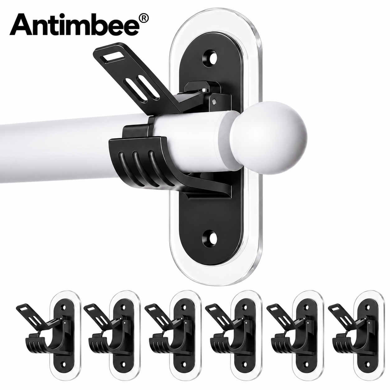 No-drill adhesive curtain rod brackets