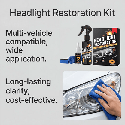 🥳2026 HOT SALE🥳💞50K+ SOLD!⏰🔧 Headlight Restorer Kit – 2 steps, no disassembly. Removes yellow haze, restores clarity. Long‐lasting UV shield. 🚗✨