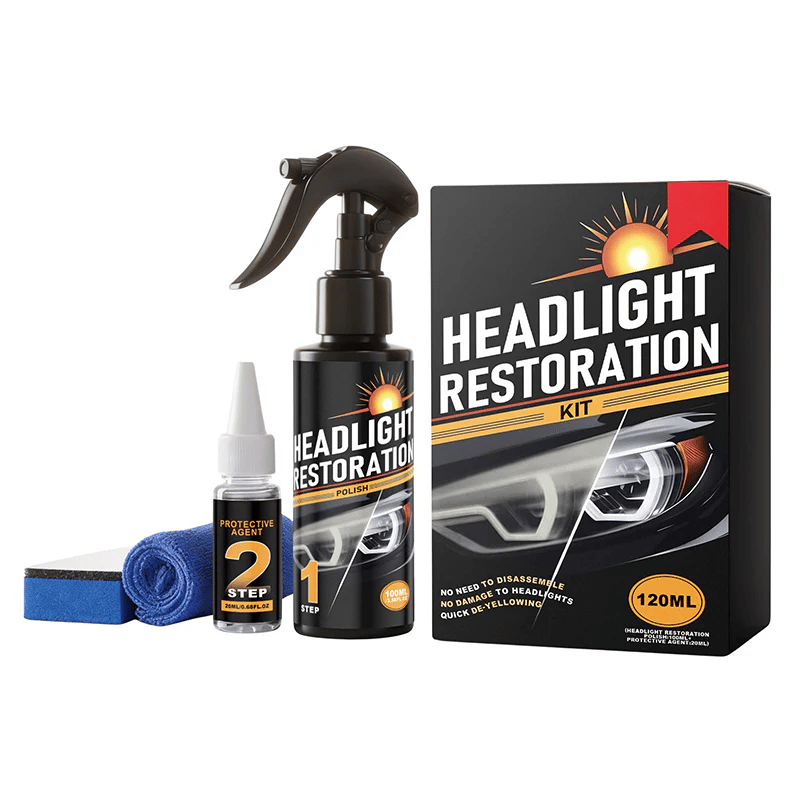 🥳2026 HOT SALE🥳💞50K+ SOLD!⏰🔧 Headlight Restorer Kit – 2 steps, no disassembly. Removes yellow haze, restores clarity. Long‐lasting UV shield. 🚗✨