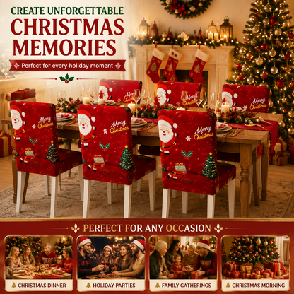 🎅 Christmas Chair Cover – Festive Santa Dining Chair Slipcover, Holiday Home Decor for Instant Christmas Makeover