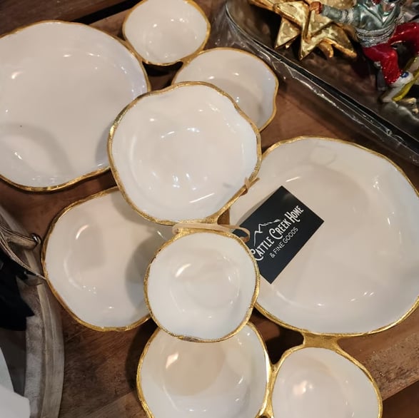 🔥 Limited-Time Sale🔥🍽️ Cluster Accent Bowls – Shiny Gold Snack & Appetizer Serving Dish