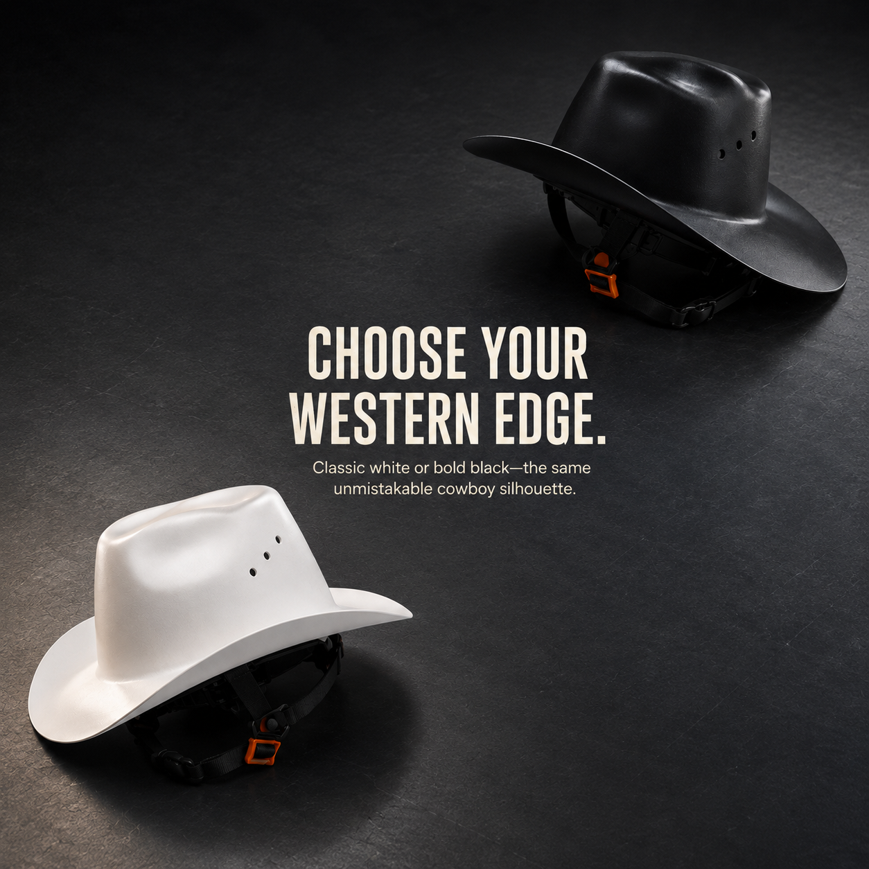 Cowboy-Style Full-Brim Hard Hat 🤠 | White & Black