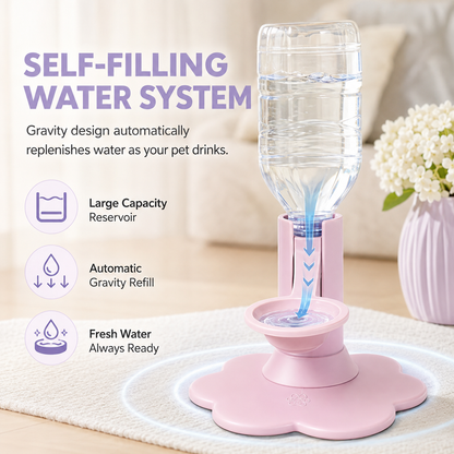 🐾 Adjustable Height Pet Water Dispenser – Self-Filling Gravity Water Bowl for Cats & Small Dogs
