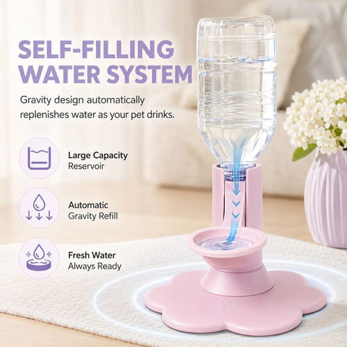 🐾 Adjustable Height Pet Water Dispenser – Self-Filling Gravity Water Bowl for Cats & Small Dogs