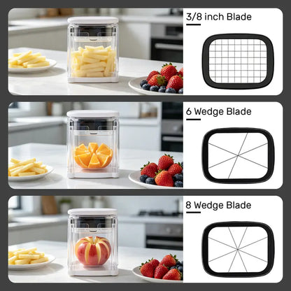 Fingersafe French Fry Cutter - Air Fryer Compatible, Compact Kitchen Utensils, Detachable Interchangeable Blade Potato Slicer, Smooth Mandoline Slicer, Rustproof Easy-Clean Vegetable Cutter for Home Use, Reduces Prep Time,sohochic