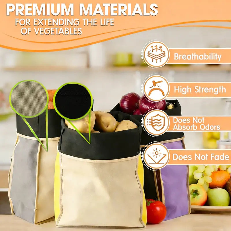 🥔 Keep-Fresh Potato & Onion Storage Bag – Breathable, Light-Blocking & Reusable