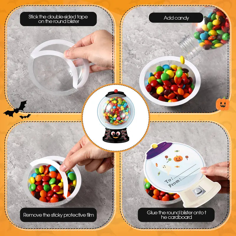 18/36Pcs Halloween Candy Dome Holders Kit with Adhesive Shaker - Trick or Treat Party Favor for Halloween Parties