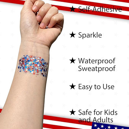 4th of July Red White Blue Glitter Stick – Patriotic Body & Face Glitter