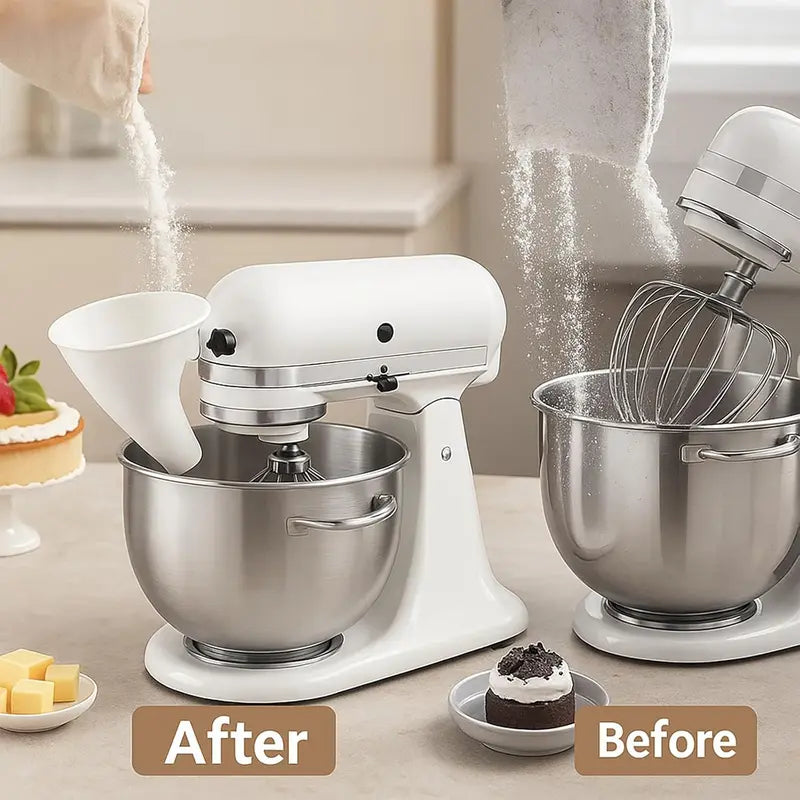 Flour Funnel for Tilt-Head Stand Mixers, Easy-Pour Flour Funnel for 4.5–5 Qt Bowls