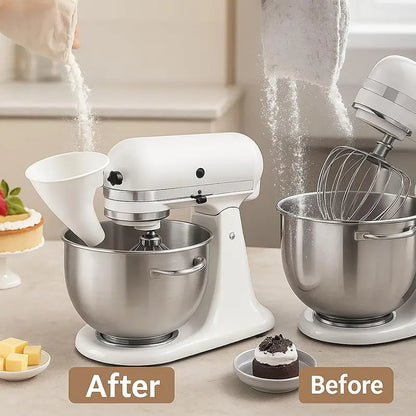 Flour Funnel for Tilt-Head Stand Mixers, Easy-Pour Flour Funnel for 4.5–5 Qt Bowls