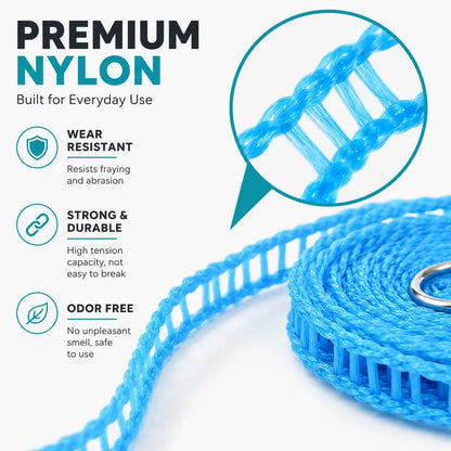 3-Roll Portable Non-Slip Clothesline – Windproof Travel Laundry Line for Camping, Hotel & Home