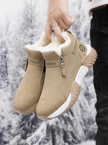 ❄️ Cozy Fleece-Lined Winter Ankle Boots – Warm Side-Zip Snow Shoes for Everyday Comfort