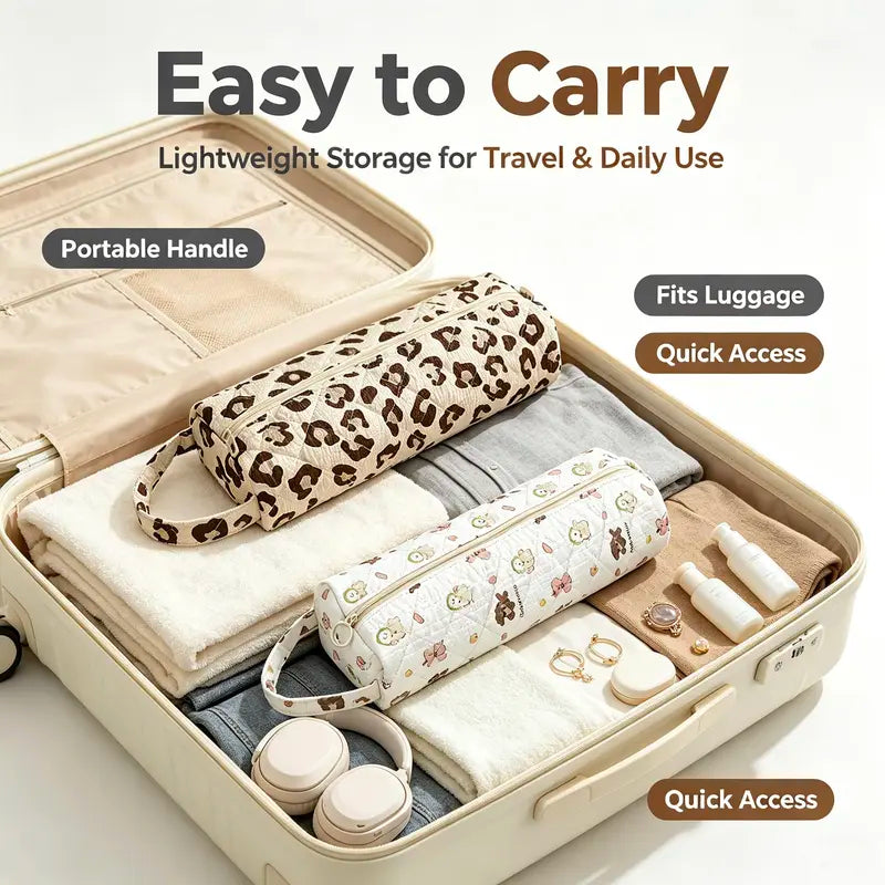 ✨ Quilted Travel Organizer Pouch – Cute, Spacious & Easy to Carry