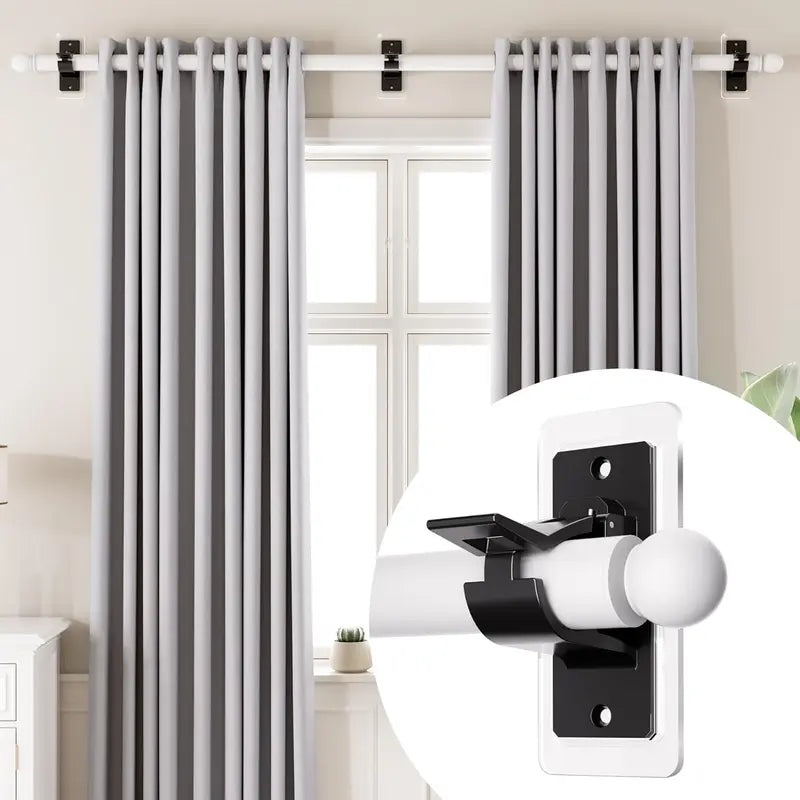 No-Drill Curtain Rod Brackets – Easy Peel & Stick, 4-Pack