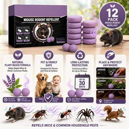 🔥 Limited Edition 50% OFF 🟣 Natural Peppermint Rodent Repellent Tablets – 12 Pack