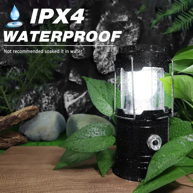 🔦 Solar Camping Lantern | Rechargeable LED Emergency Light with Flashlight & Power Bank