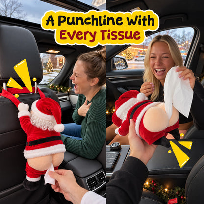 🔥Funny Santa Butt Tissue Box Holder – Hilarious Christmas Decor & White Elephant Gag Gift
