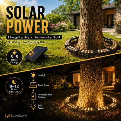 🌳💡 Ring-Shaped Solar Tree Lights – Weatherproof Outdoor Spotlights Ideal for Trees, Pillars, and Gardens