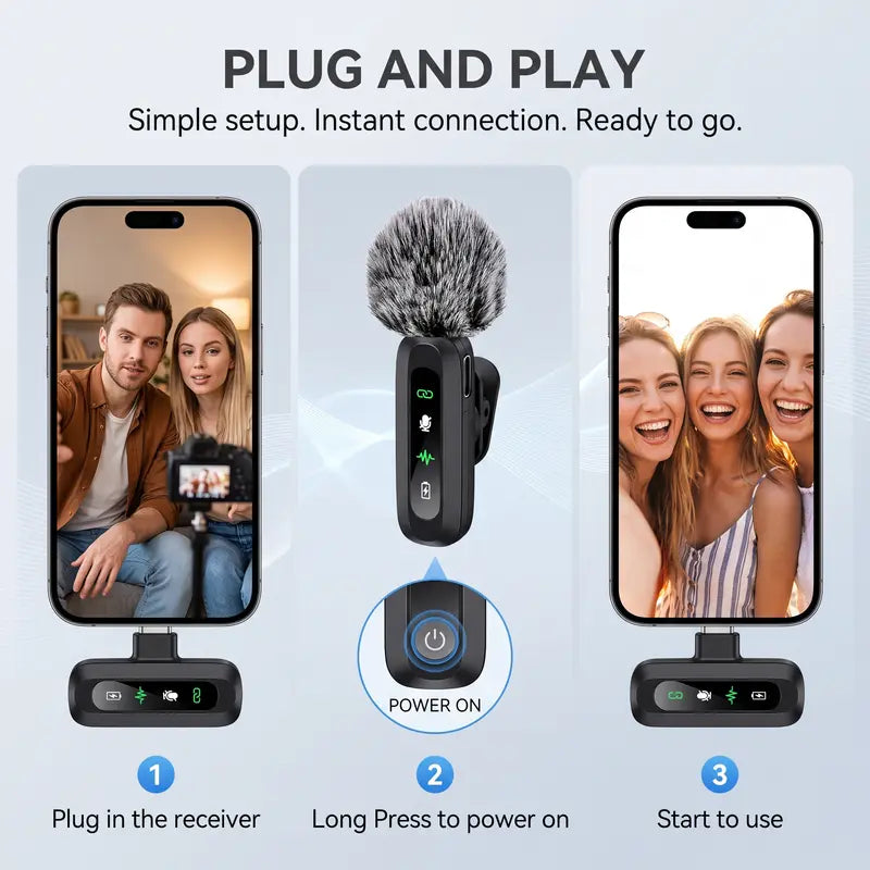 🎙️ Wireless Dual Lavalier Microphone – Crystal-Clear Sound Anywhere