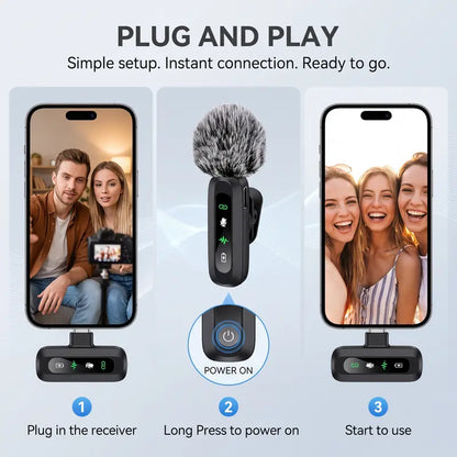 🎙️ Wireless Dual Lavalier Microphone – Crystal-Clear Sound Anywhere
