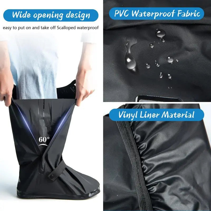 Wide opening waterproof boot cover installation