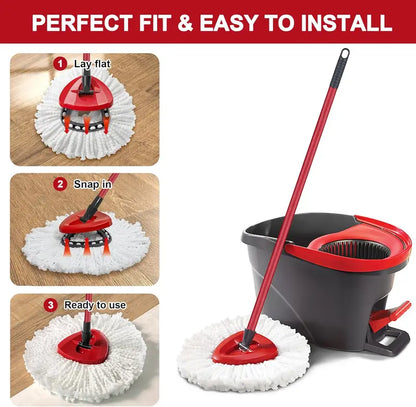 🧹 Microfiber Spin Mop Refills + Scrub Brush Set – Fits O-Cedar EasyWring 1-Tank System