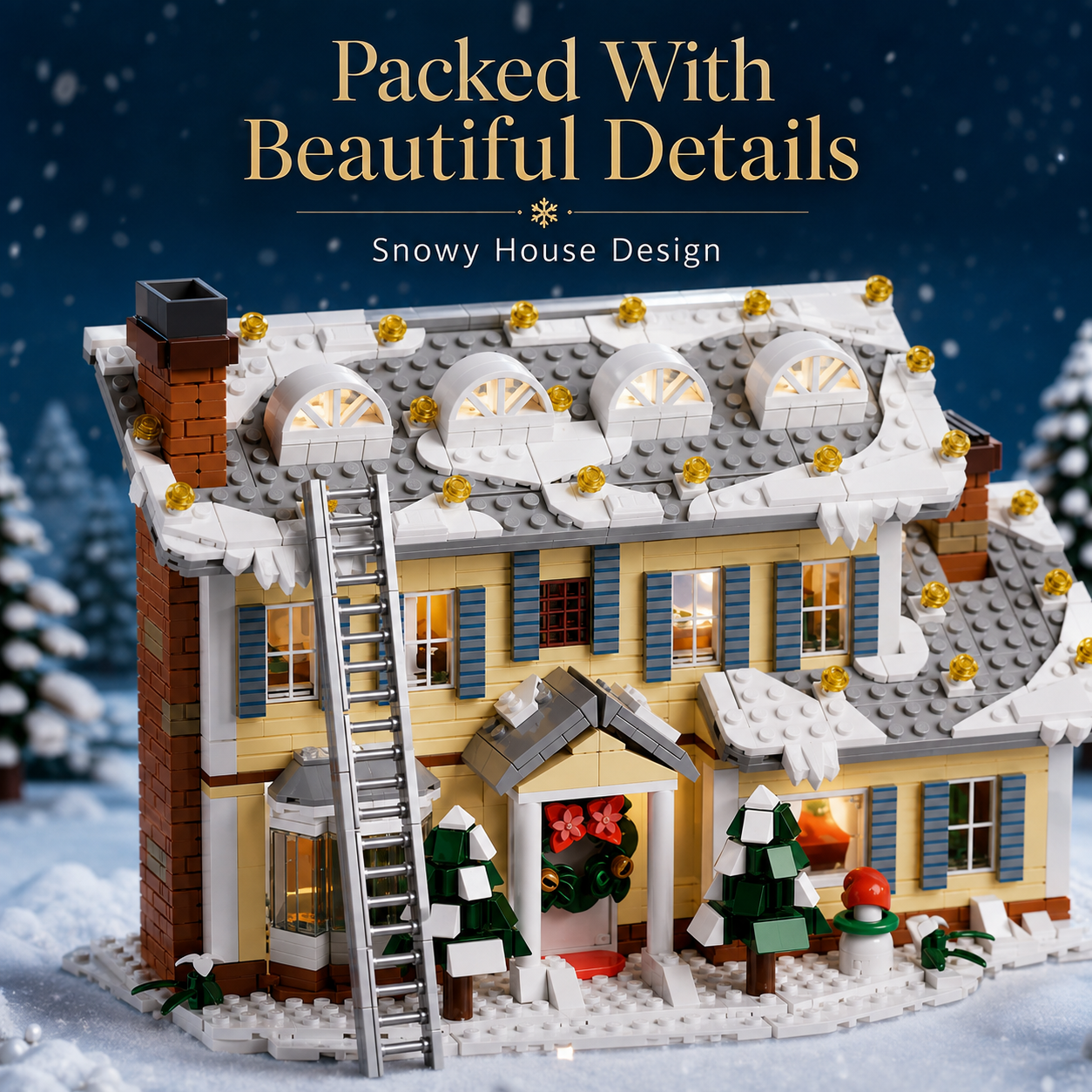 🎄 1998 PCS Winter Holiday Village Building Set with LED Lights & Vehicles ✨