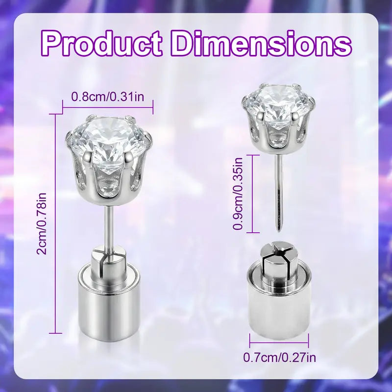 LED Earrings, Light Up Stud Earrings, Glowing Diamond Crown Pendant Earring for Women and Men, LED Jewelry for Party, Wedding, Birthday, Night Out, Disco, Festival
