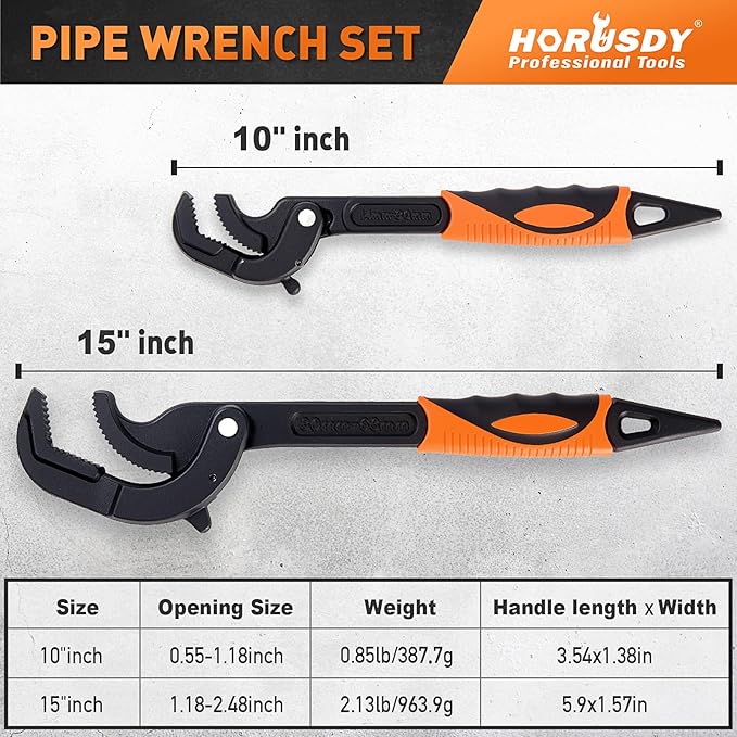 HORUSDY Heavy Duty Pipe Wrench Set