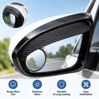 2-Pack Car Side Mirror Rain Visors with 360° Blind Spot Mirrors – Clearer View for Safer Driving