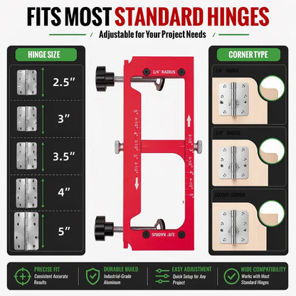 🔧 Adjustable Aluminum Door Hinge Jig Kit – Precision Mortising Template for 2.5"–5" Hinges