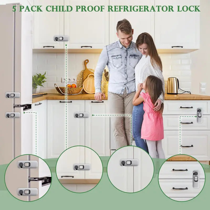 🔒 5-Pack Child Safety Locks – No Drill, Easy Install
