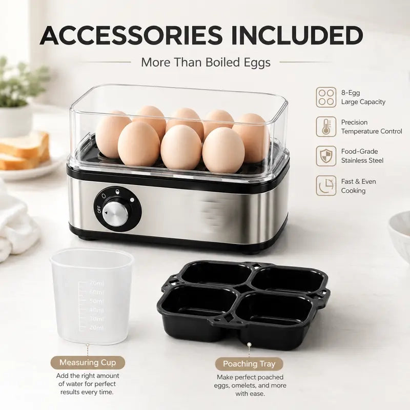 🥚 Rapid Egg Cooker 8-Capacity | Perfect Eggs Every Morning