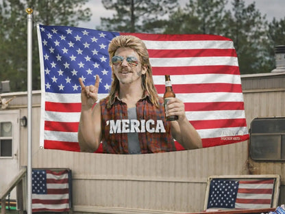 ’MERICA Mullet Man American Flag – Funny Patriotic Truck, Garage & Mud Muddin Flag – Perfect Gift Freedom Lovers Funny Flag tapestry banners mens
